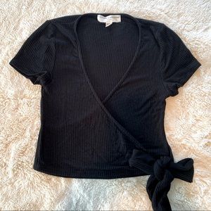 Project Social T Urban Outfitters wrap Black crop top. Size S